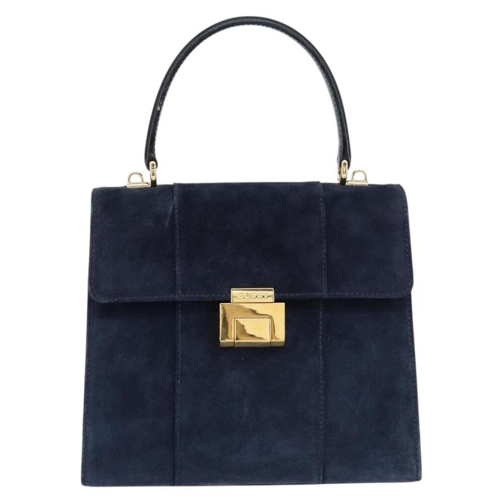 GUCCI Hand Bag Suede Navy Gold 000 2026 0306 Auth 154476 - Picture 13 of 16